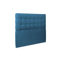 KOPFTEIL gepolstert - Gesteppt – ozeanblauer Samtstoff - 200 cm - Beige/Dunkelblau, Holz (200/120/10cm) - Sommeil de Plomb