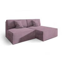 ECKSOFA FIORO M Lila Velours-Stoff mit Schlaffunktion - Lila, Holz (204/148cm) - MASSENO