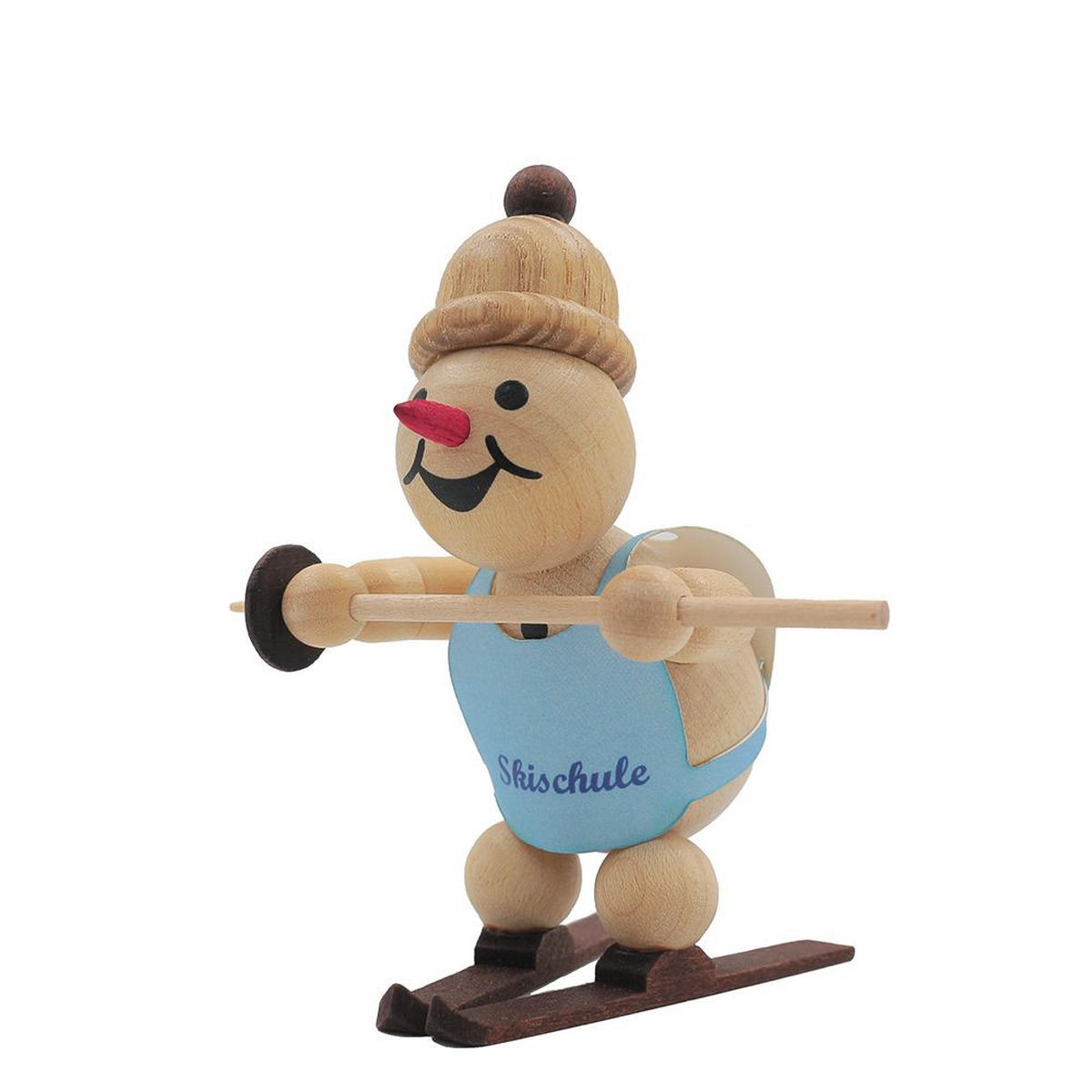 HOLZFIGUR Schneemann Junior Skianfänger Schneepflug 8 cm - Multicolor, Holz (8/8/0.1cm)