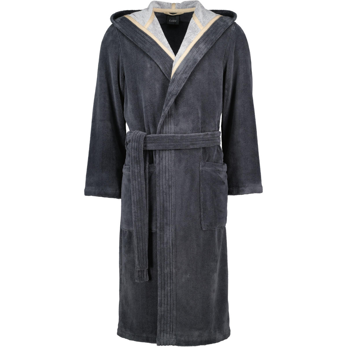 BADEMÄNTEL HERREN KAPUZE DOUBLEFACE 831 STONE - 73 - Grau, Textil (XLnull) - Cawoe