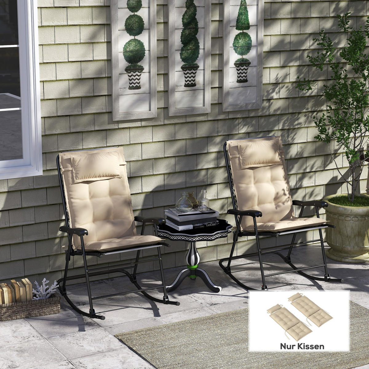 AUFLAGE 2er Set für Sonnenliege - Beige, Kunststoff (50/5/116cm) - Outsunny