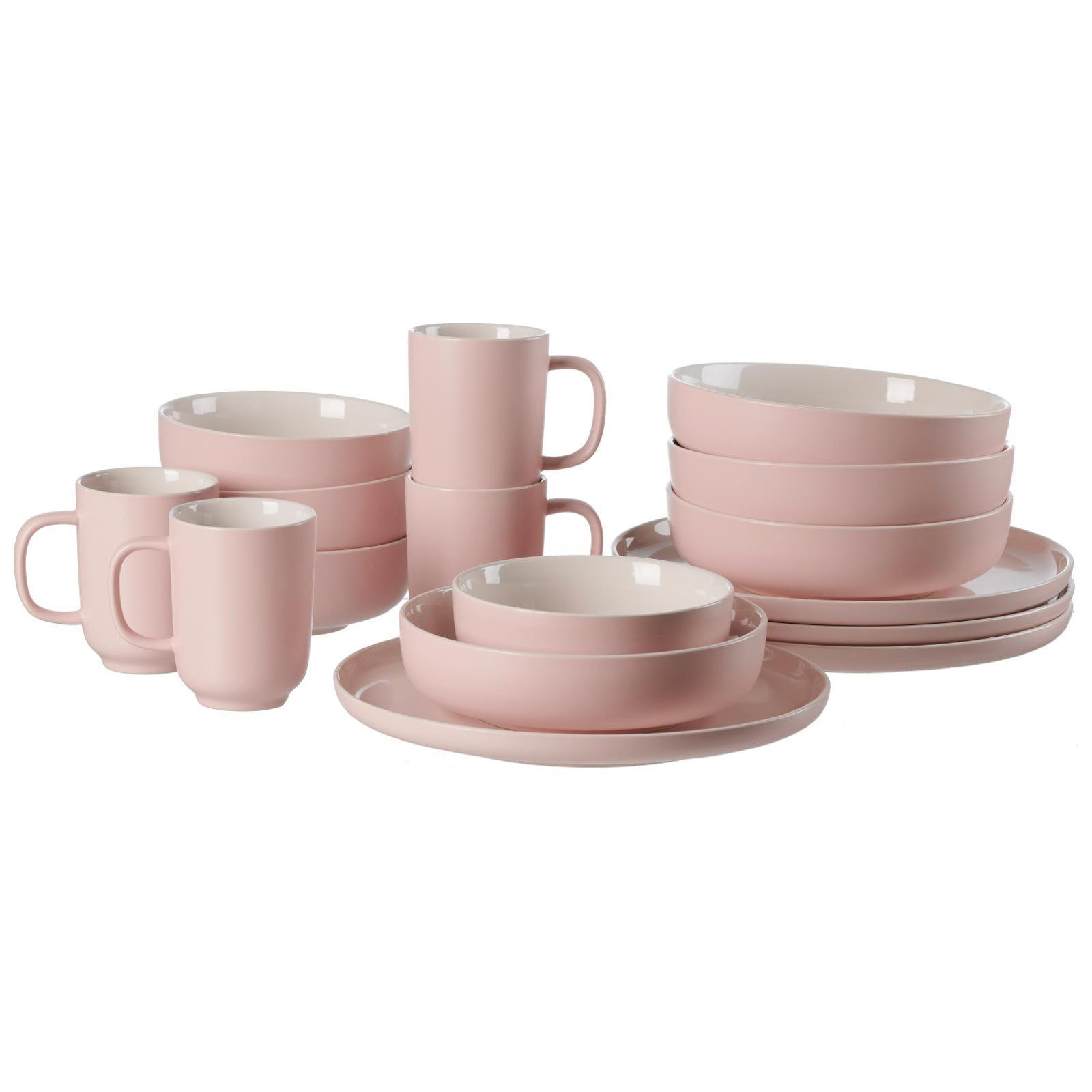 XXL KOMBISERVICE Jasper rosa-vanille 32er Set - Gelb/Rosa, Keramik (1/1/1cm) - Ritzenhoff Breker