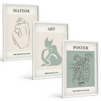 BILDER SET 3er Set - 40x60 cm Weißer Rahmen - Matisse Grün Beige Poster - Weiß, Kunststoff (40/60cm) - TULUP