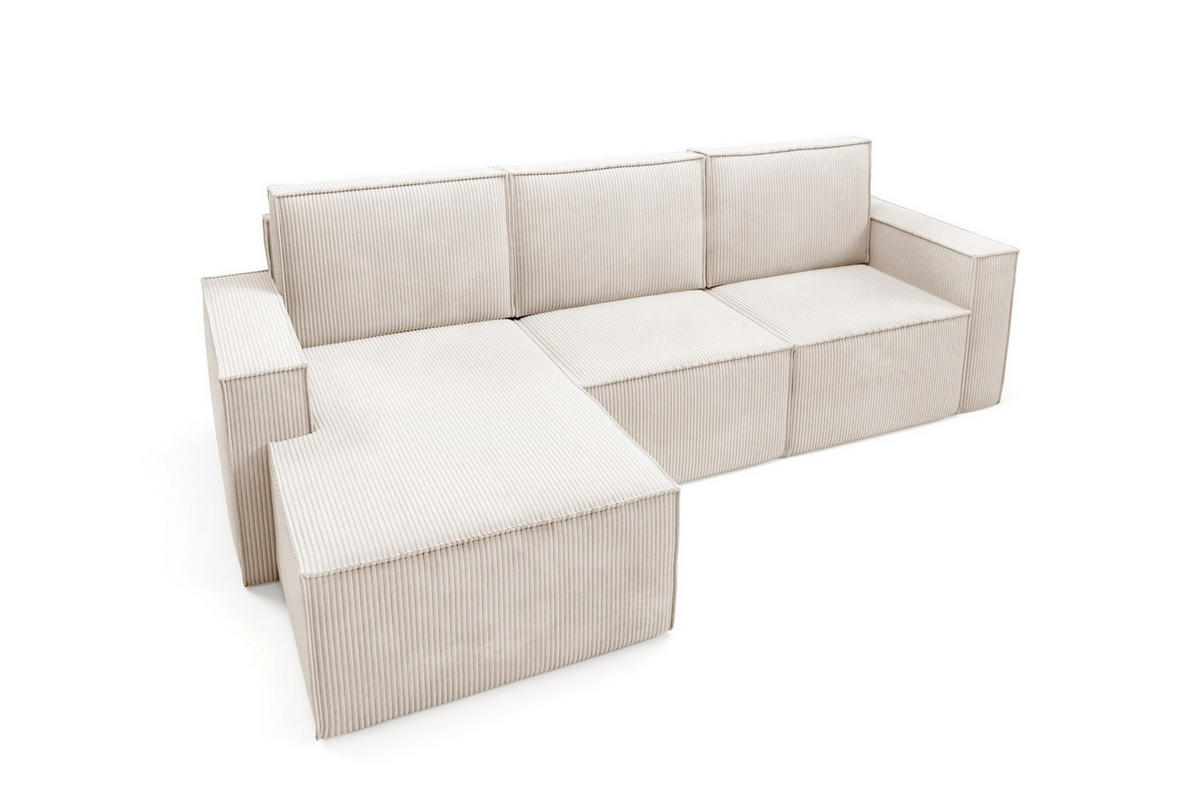 ECKSOFA Orto Beige, Dreisitzer Kordecksofa linke seite - Beige, Holzwerkstoff/Textil (180/142cm) - Bettso
