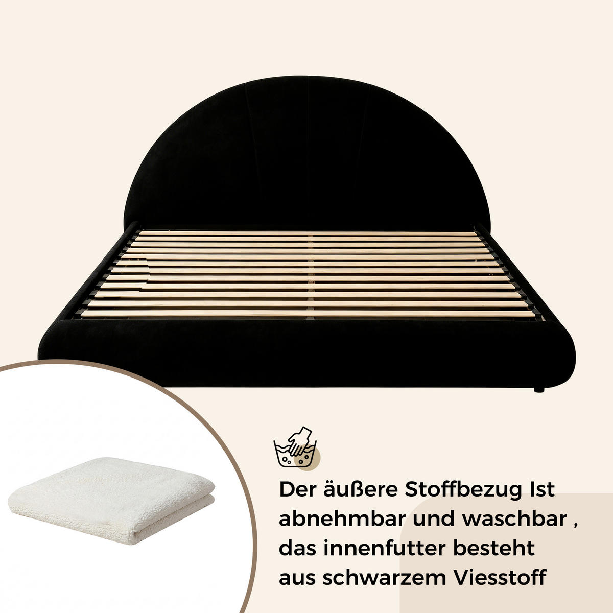 POLSTERBETT 160/200 mit Stauraum,Hohem gepolstertem Kopfteil und Bouclé-Bezug in Weiß - Weiß, Holzwerkstoff/Textil (160/200cm) - EVRYAE