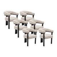 STUHL mit Armlehnen 6er-Set - Strukturstoff Bicolor & Kautschukholz schwarz - Creme & Taupe - LIVELIA - Schwarz, Textil (60/78/64cm) - Vente-Unique