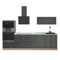 KÜCHENZEILE Fame-Line, Grün-Gold Landhaus/Goldkraft Eiche, 280 cm, AP Marmor - Honigeiche/Grün, Holzwerkstoff (280/153.6/60cm) - Vicco