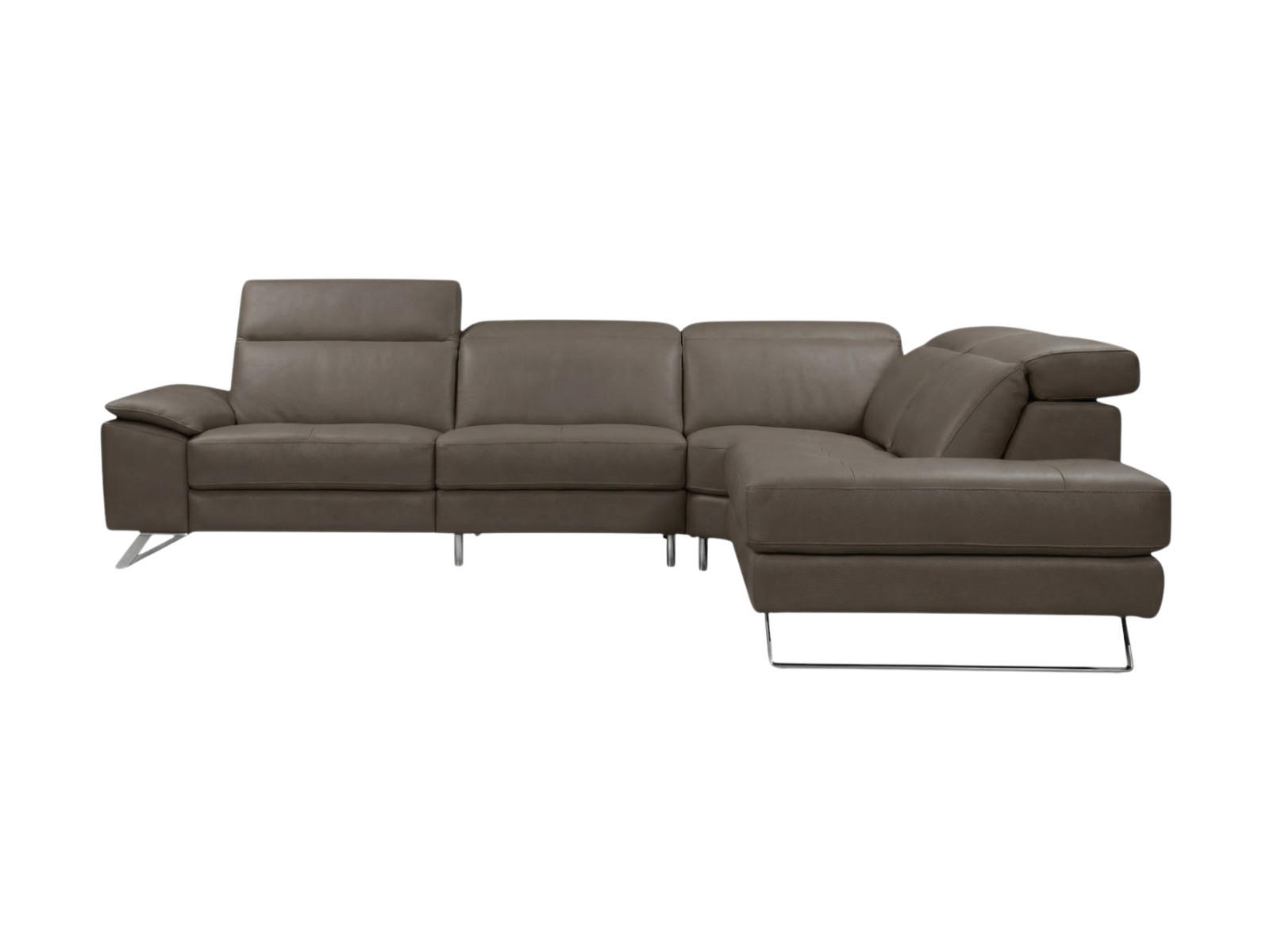 ECKSOFA Genius Echtleder Greige - Greige, Leder/Metall (264/230cm)