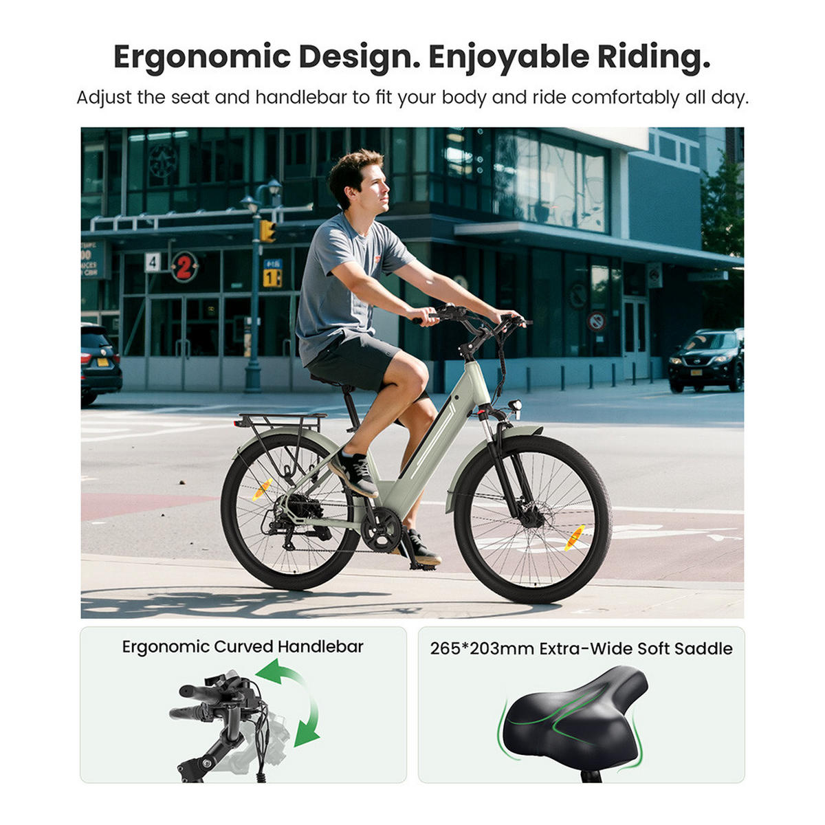 E-BIKE Junglor J1 Pro – Verbesserte Sicherheit und Stabilität - Grün, Metall (85cm)