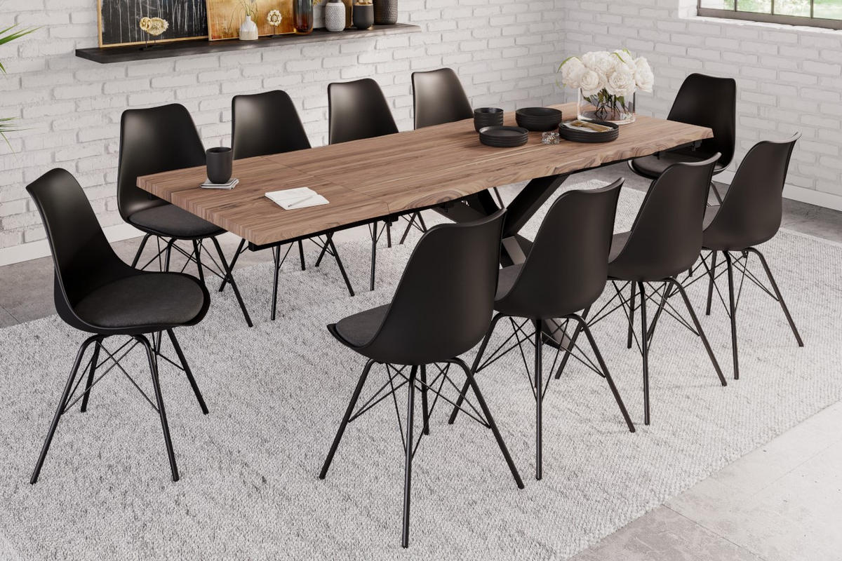 ESSTISCH JANOSH - Beige/Schwarz, Holz/Metall (90/180/77cm) - SAM