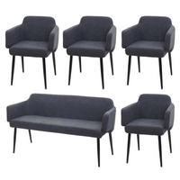 ESSZIMMER-SET Anthrazit 5er-Set - Anthrazit, Textil (133/77/56cm) - MCW