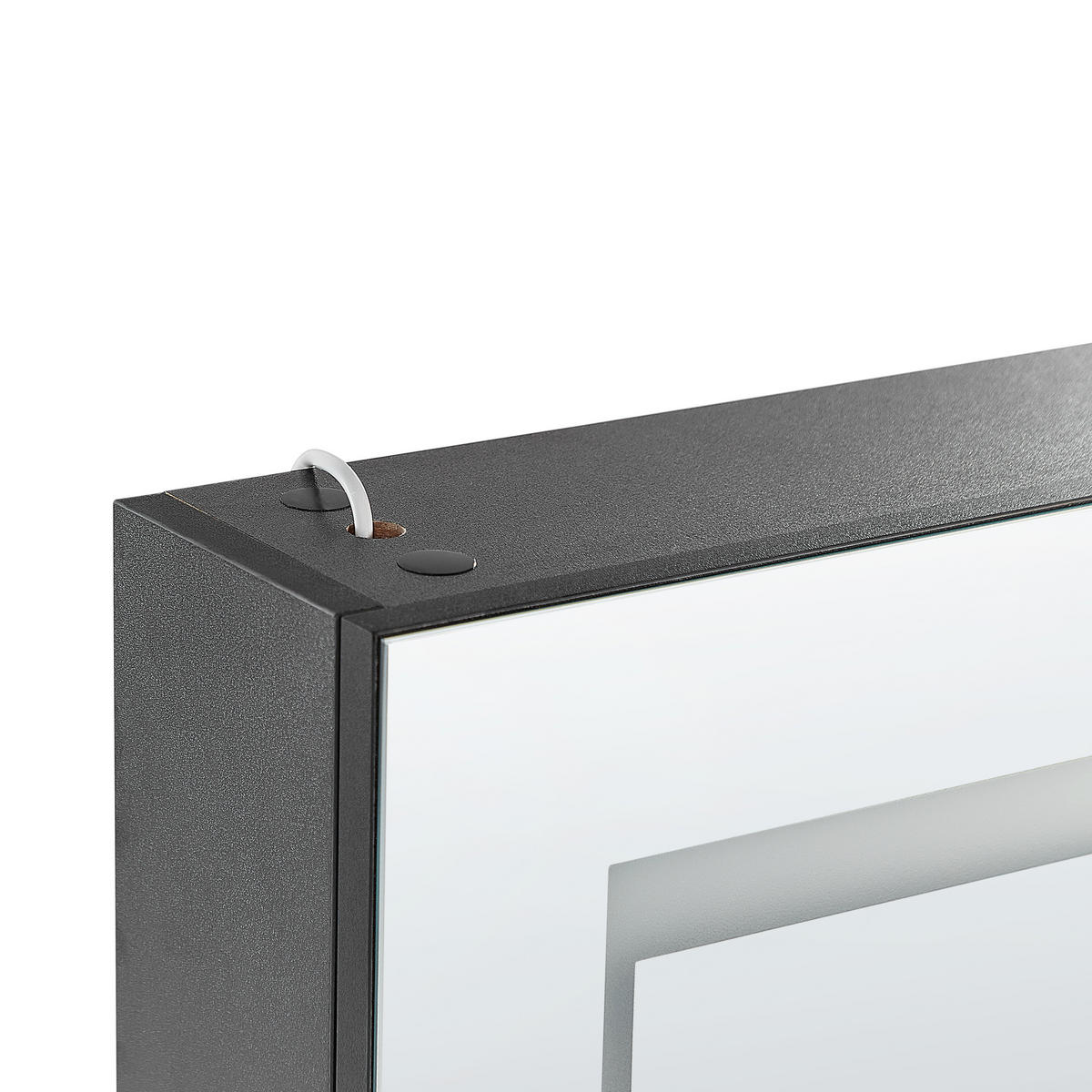 KOUPELNOVÁ ZRCADLOVÁ SKŘÍŇKA LED 40/60 cm Černá Malaspina - černá/stříbrná, kompozitní dřevo (40/60/12cm) - Beliani