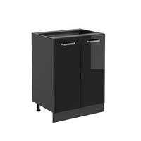 KÜCHENUNTERSCHRANK KÜCHENSCHRANK R-Line Schwarz Hochglanz 60 cm ohne AP - Schwarz Hochglanz/Anthrazit, Holzwerkstoff (60/81.6/46cm) - Vicco