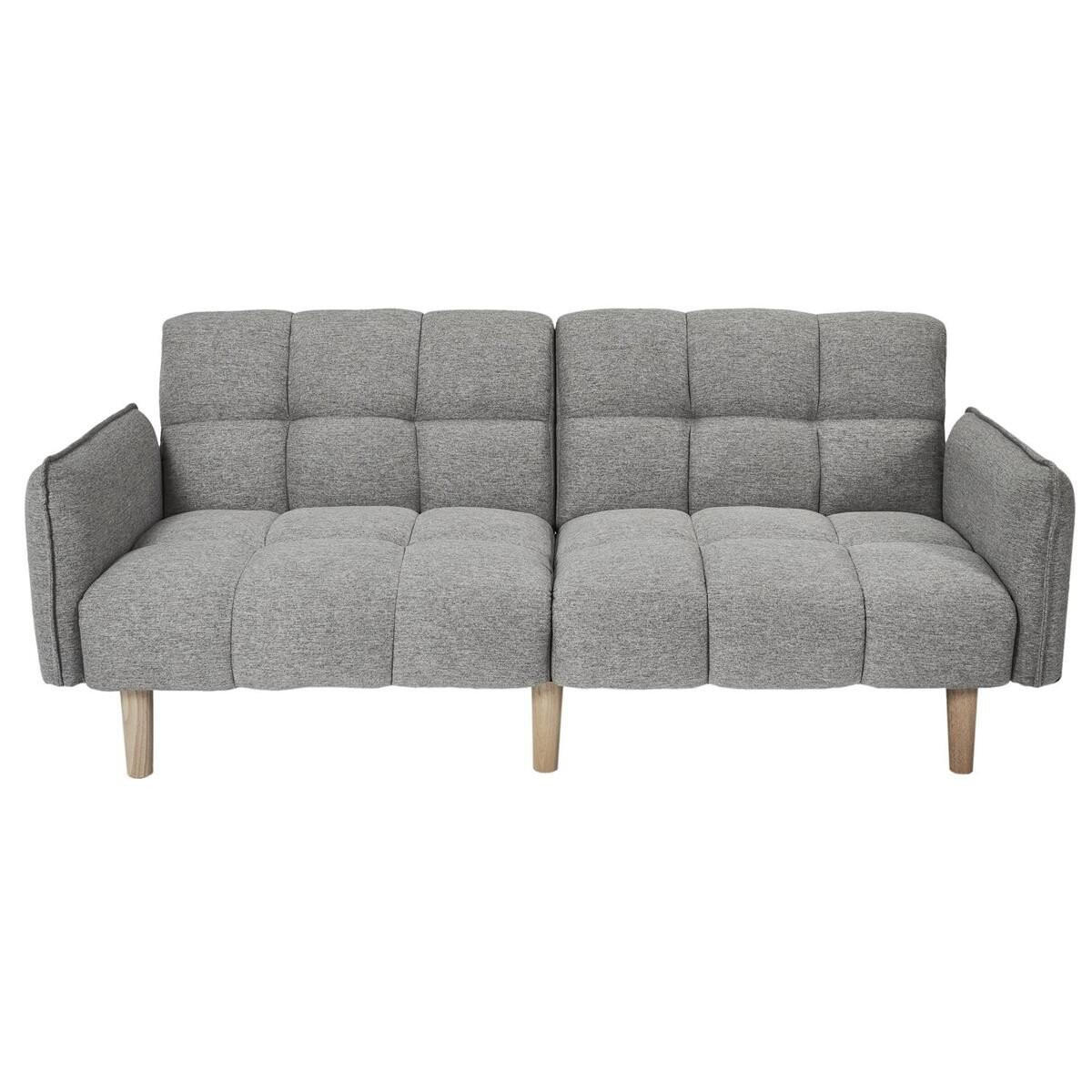 SCHLAFSOFA aus grauem Stoff B195 cm – DREAM - Grau, Textil (91/83/195cm) - Calicosy