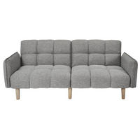 SCHLAFSOFA aus grauem Stoff B195 cm – DREAM - Grau, Textil (91/83/195cm) - Calicosy