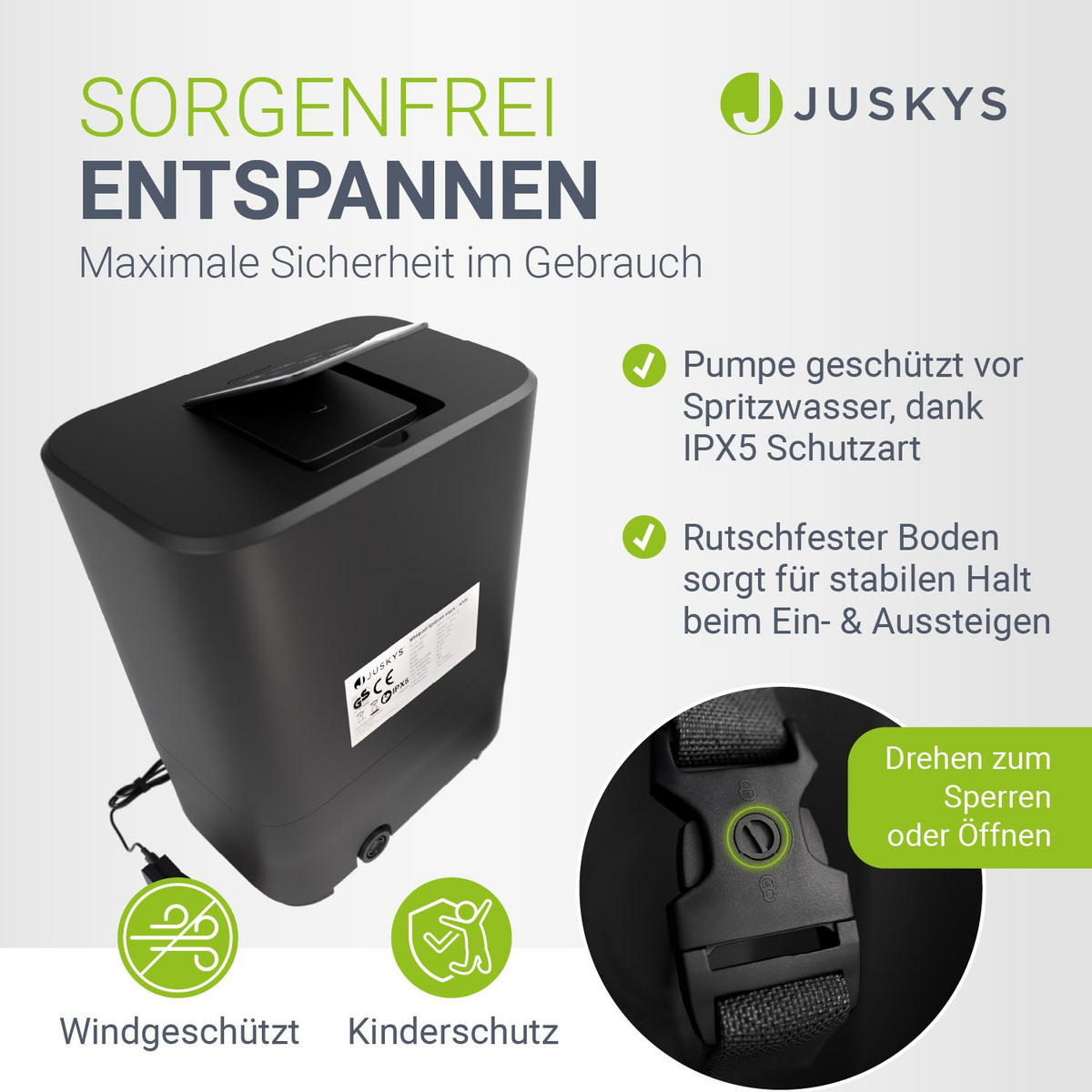 WHIRLPOOL SpaLuxe aufblasbar 185x185x65 cm schwarz/weiß - Schwarz, Kunststoff (185/65/185cm) - Juskys
