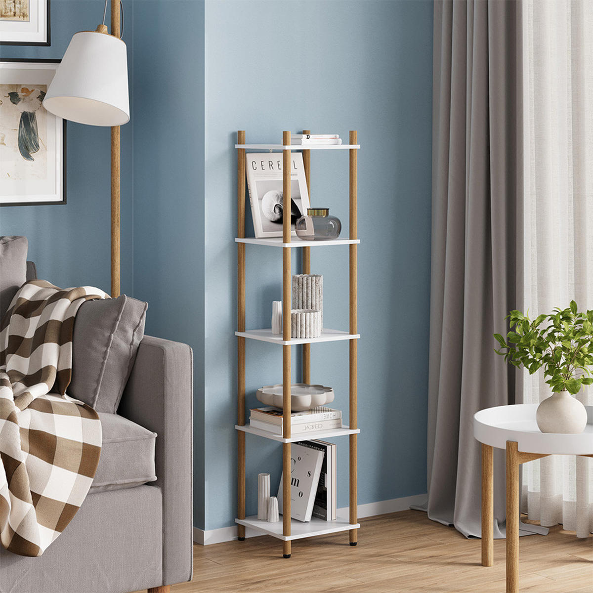 ROHOVÁ POLICE Bivio Bílá/borovice - bílá, kompozitní dřevo (30/133/30cm) - Vicco