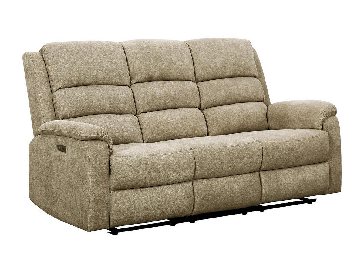 SOFAGARNITUR mit Relaxfunktion - 4 Personen - Stoff - Taupe - - Taupe, Textil (187/103/95cm) - Vente-Unique