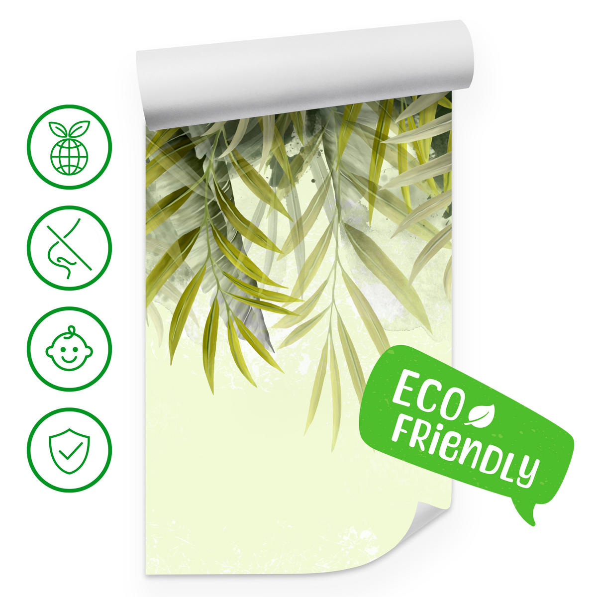 FOTOTAPETE für Schlafzimmer Exotische Blätter Grün Tropisch 450x315 - Grün, Papier (450/315cm) - Muralo