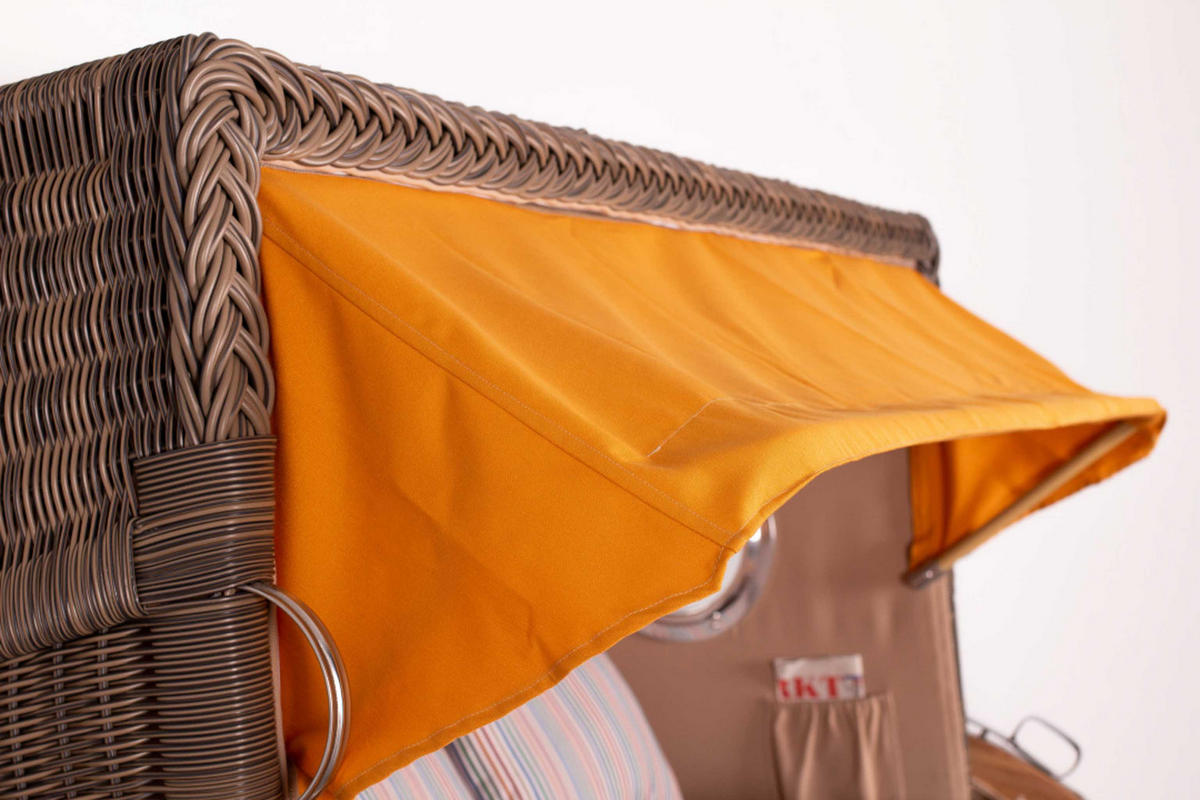 STRANDKORB XXL Düne Grande Teak PE Grey - Gelb/Braun, Metall (170/170/95cm) - Mr. Deko