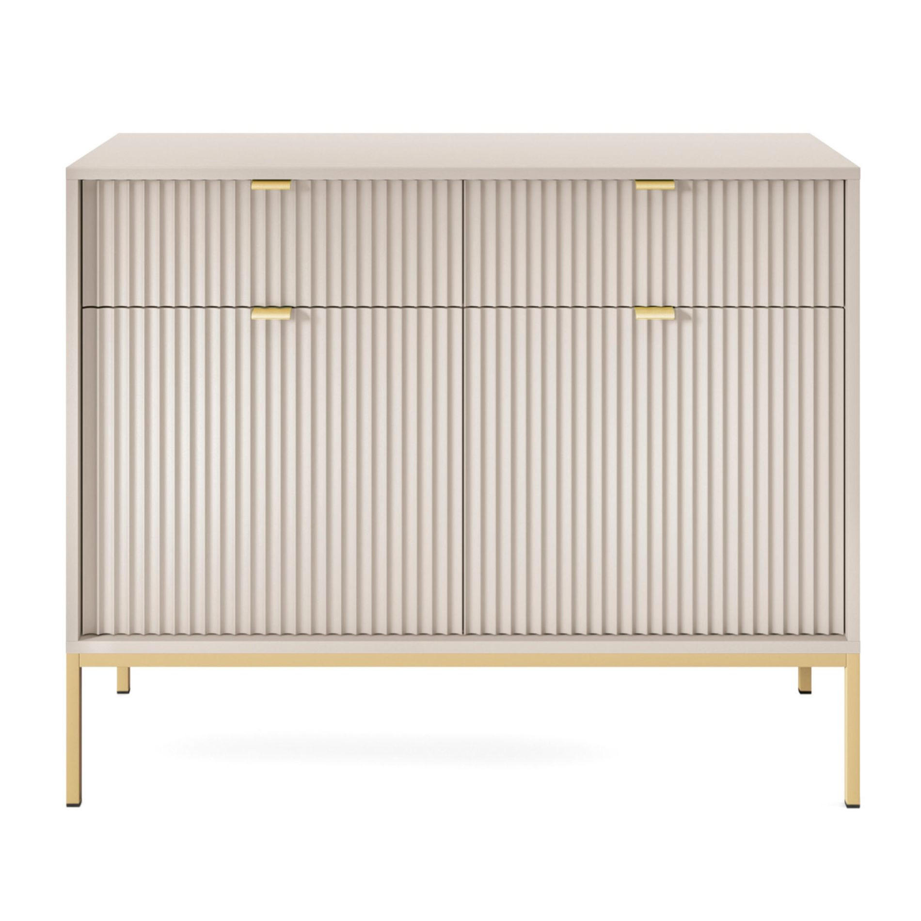 VELLORE Sideboard - Ecru/Beige, Holzwerkstoff/Metall (104/83/39cm) - Selsey