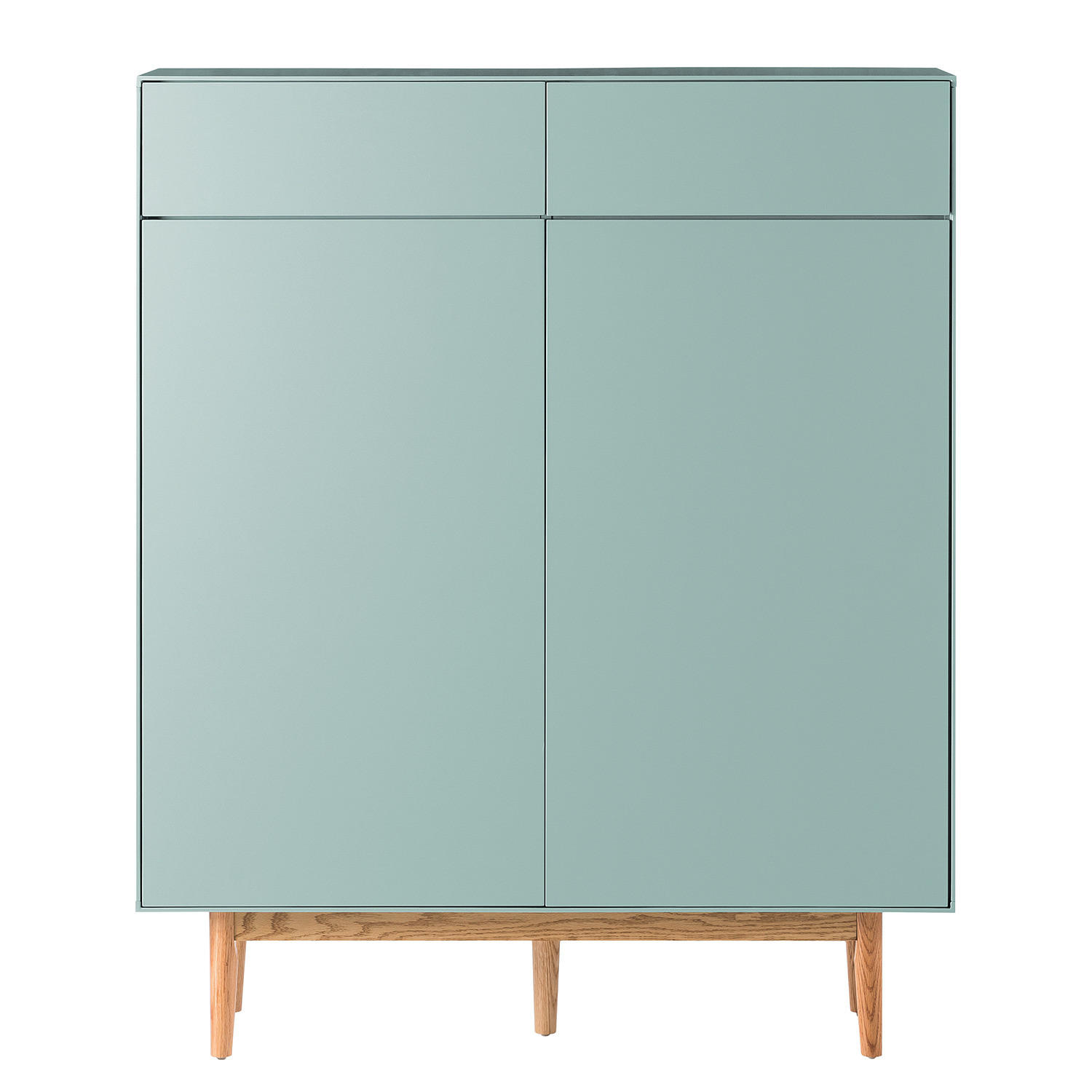 SCHUHKOMMODE mit 2 Schubladen - Eichefarben/Mintgrün, Holzwerkstoff (110/132/38cm) - home24