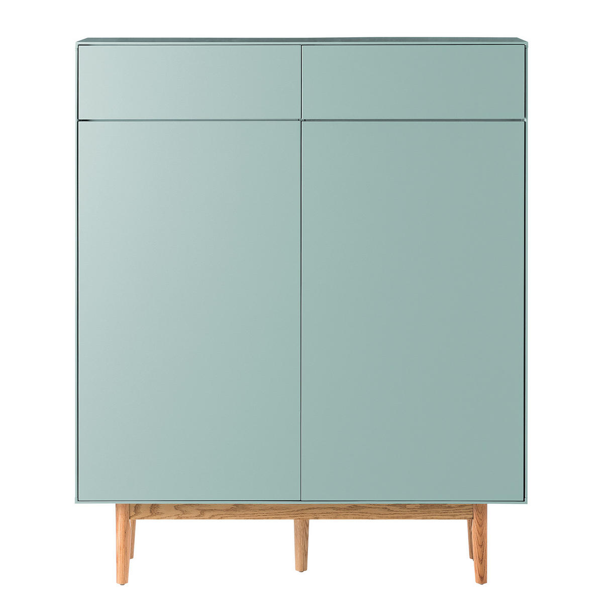 SCHUHKOMMODE mit 2 Schubladen - Eichefarben/Mintgrün, Holzwerkstoff (110/132/38cm) - home24