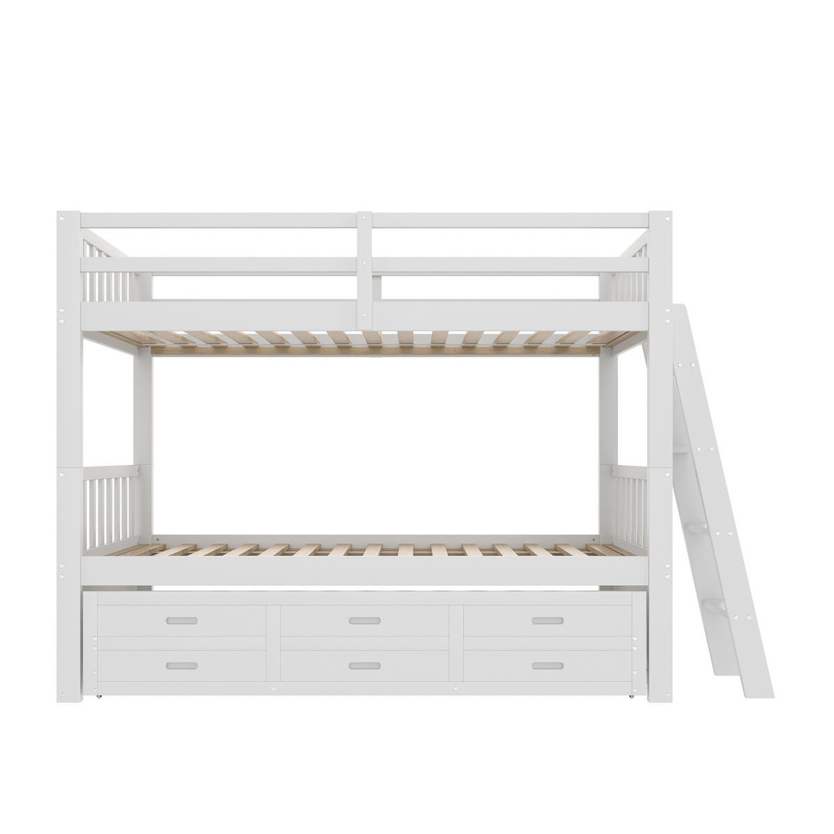 ETAGENBETT 90/200 cm aus Kiefernholz mit Ausziehbett und 3 Schubladen, Weiß - Weiß, Holz (90/200cm) - Flora Grace