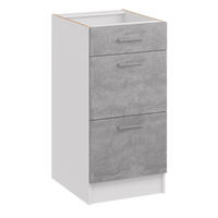 KÜCHENUNTERSCHRANK D40 3SZ beton - Grau, Holzwerkstoff (40/82/44cm) - roe furniture