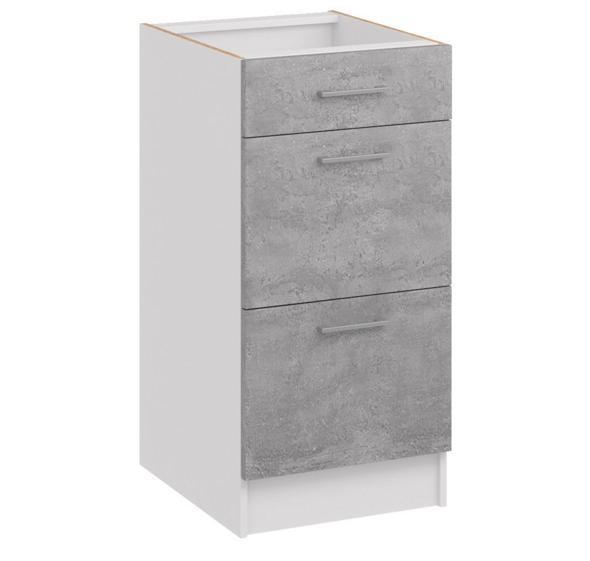 KÜCHENUNTERSCHRANK D40 3SZ beton - Grau, Holzwerkstoff (40/82/44cm) - roe furniture