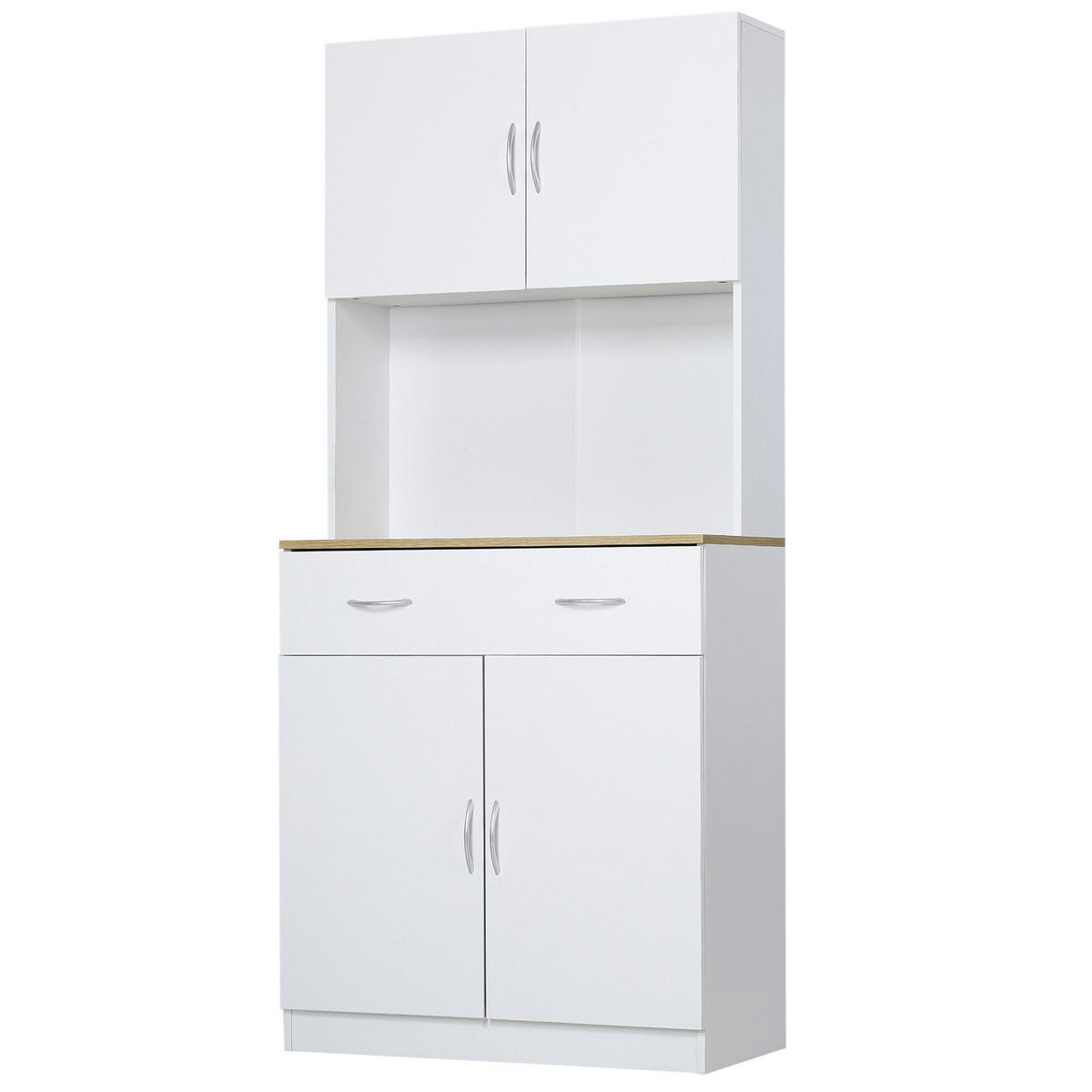 BUFFET DE-11210 4 Türen & 1 Schublade mit Arbeitsplatte Weiß - Weiß, Holzwerkstoff (40/180/80cm) - ComfortXL