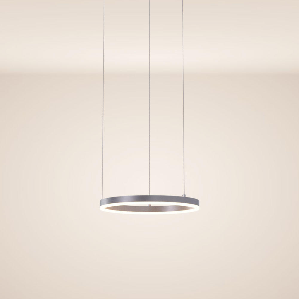 LED-HÄNGELEUCHTE Ring Direkt/Indirekt 5m Aluminium Ø 40cm - Alufarben, Metall (40/40/3.3cm) - s.luce