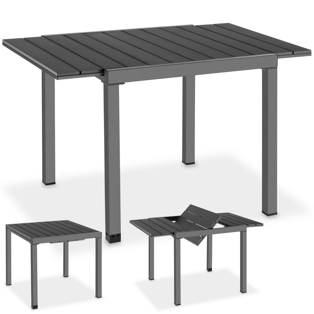 GARTENTISCH aus Aluminium Inca, 80–120 x 80 x 74 cm, schwarz - Schwarz, Kunststoff (120/80/74cm) - tectake