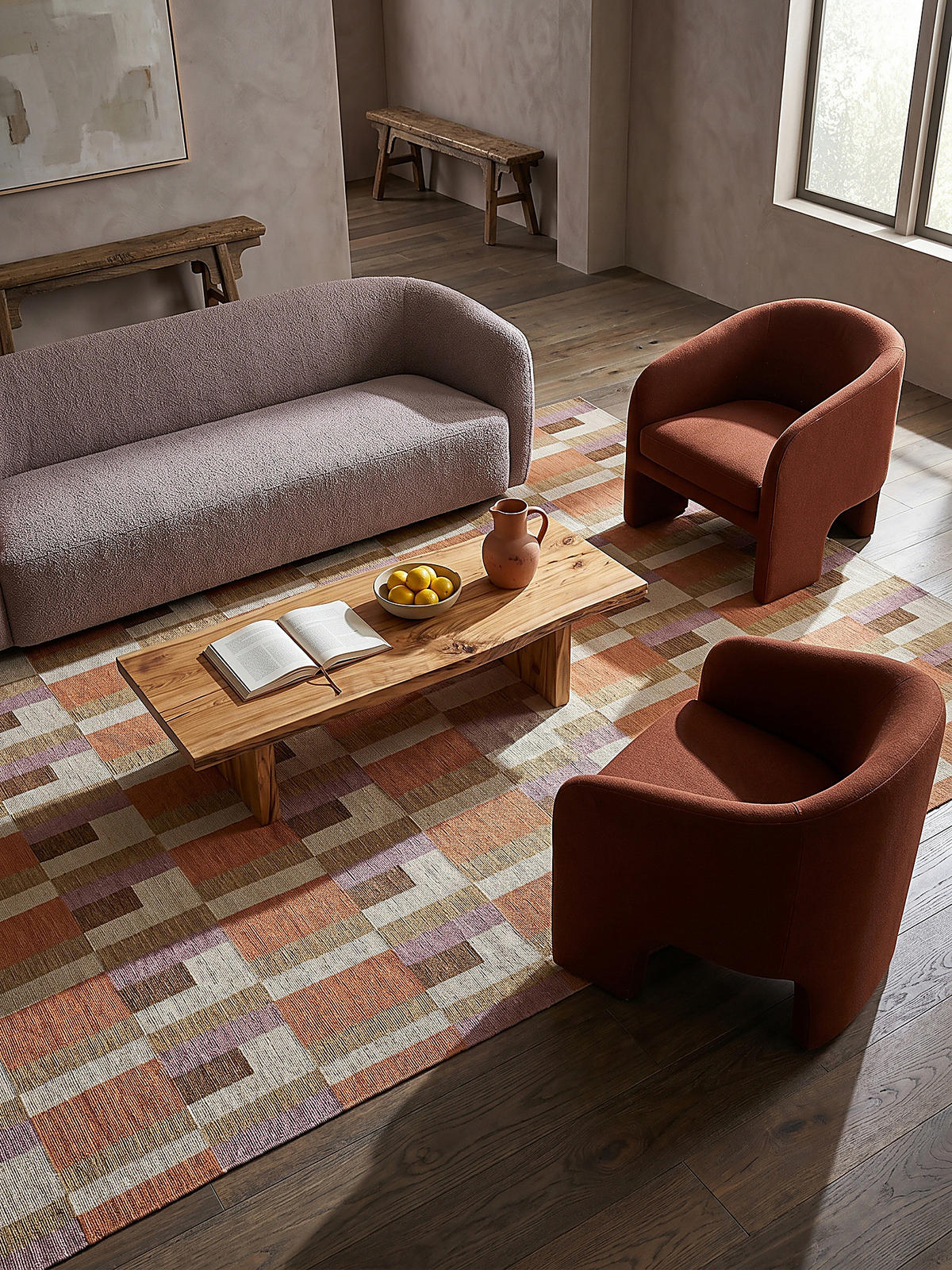 TEPPICH COQUET, geometrisch, Orange-Natur, 155 x 230 cm - Orange, Textil (155/230cm) - KADIMA DESIGN