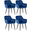 ARMLEHNENSTUHL 4er Set Samt Blau - Blau/Schwarz, Textil/Metall (56.5/84/61cm) - CLP