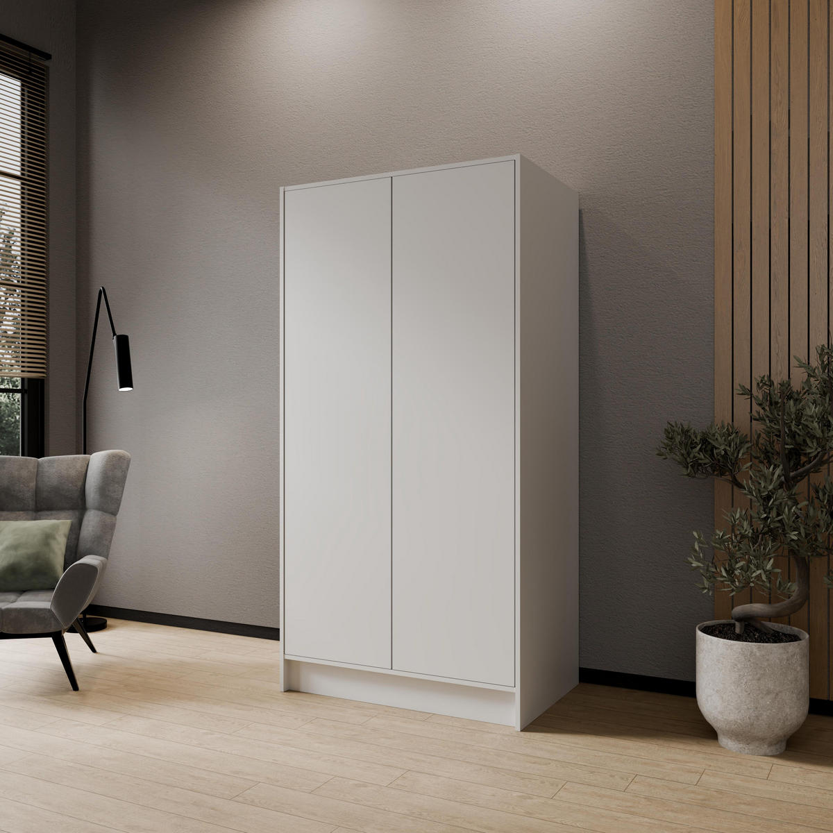 DREHTÜRENSCHRANK VELAR 102/200/51 cm Modern Kleiderschrank 2-türig Weiß - Weiß, Holzwerkstoff (102/200/51cm) - MASSENO