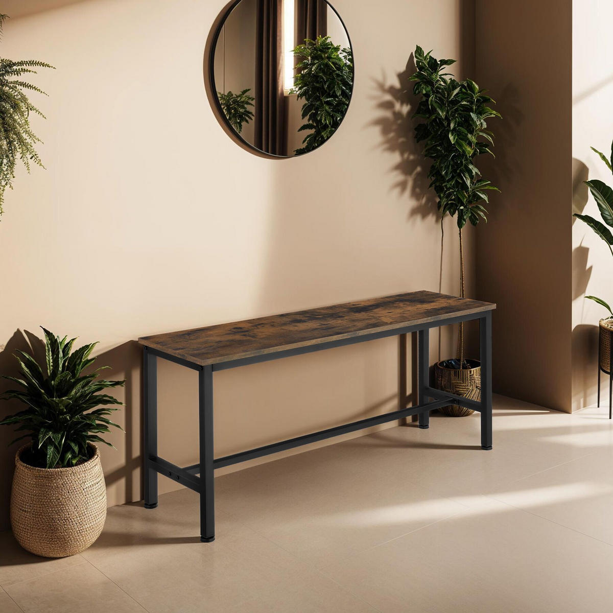 SITZBANK 2er Set Fairfield, 108 x 32,5 x 50 cm, Industrial Holz dunkel, rustikal - Rostfarben, Holzwerkstoff (32.5/50/108cm) - tectake