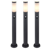 WEGELEUCHTE Edelstahl Grau mit Bewegungsmelder - Grau, Metall (7.6/11/80cm) - Globo Lighting