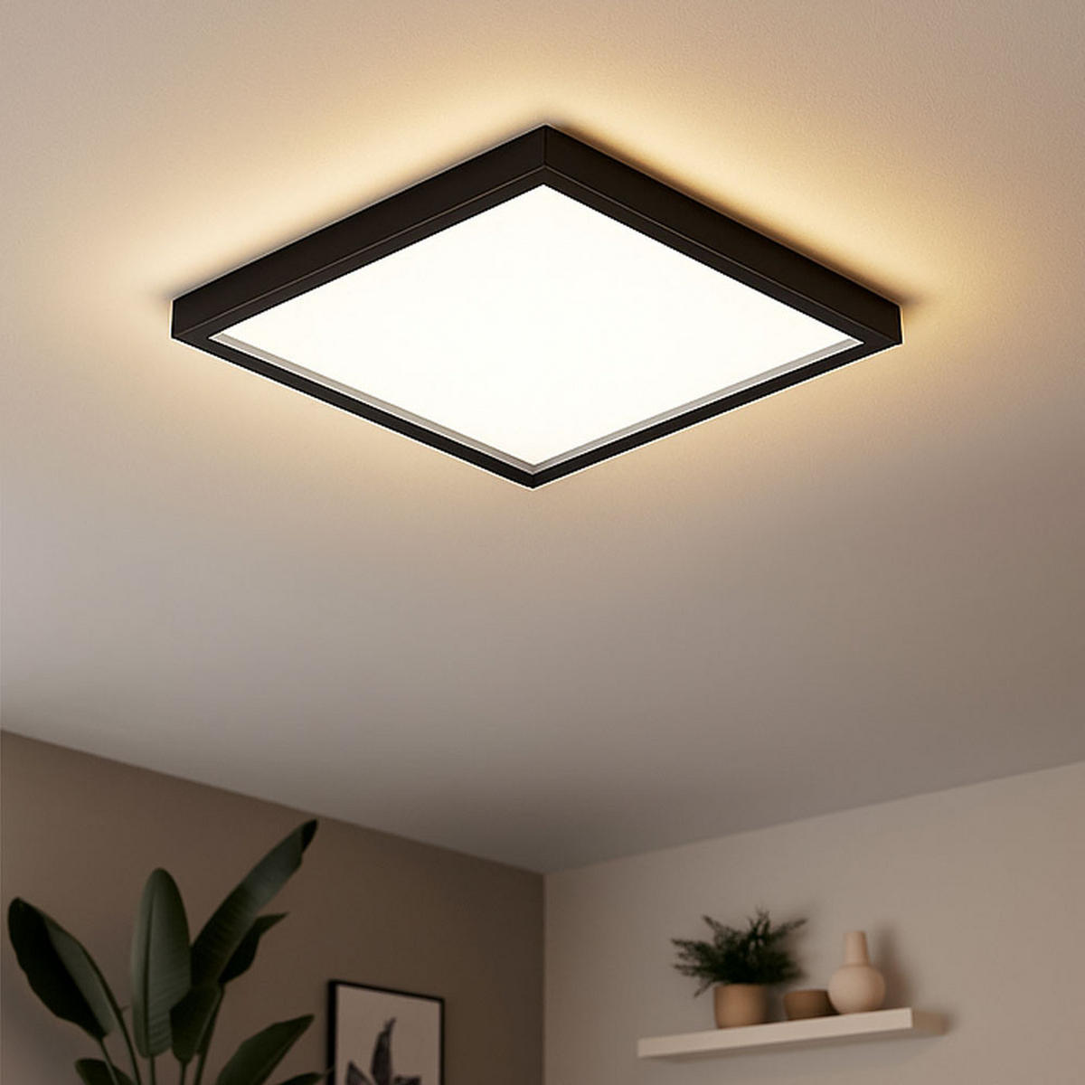 LED DECKENLEUCHTE Backlight Schwarz - Schwarz, Kunststoff (42.2/42.2/4cm) - Briloner