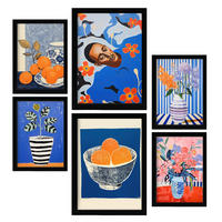 POSTER Set Mit 6 Optimistische Orange In Vielseitiger A3 & A4 Schwarzer Rahmen - Schwarz, Papier (29/3cm) - Nacnic