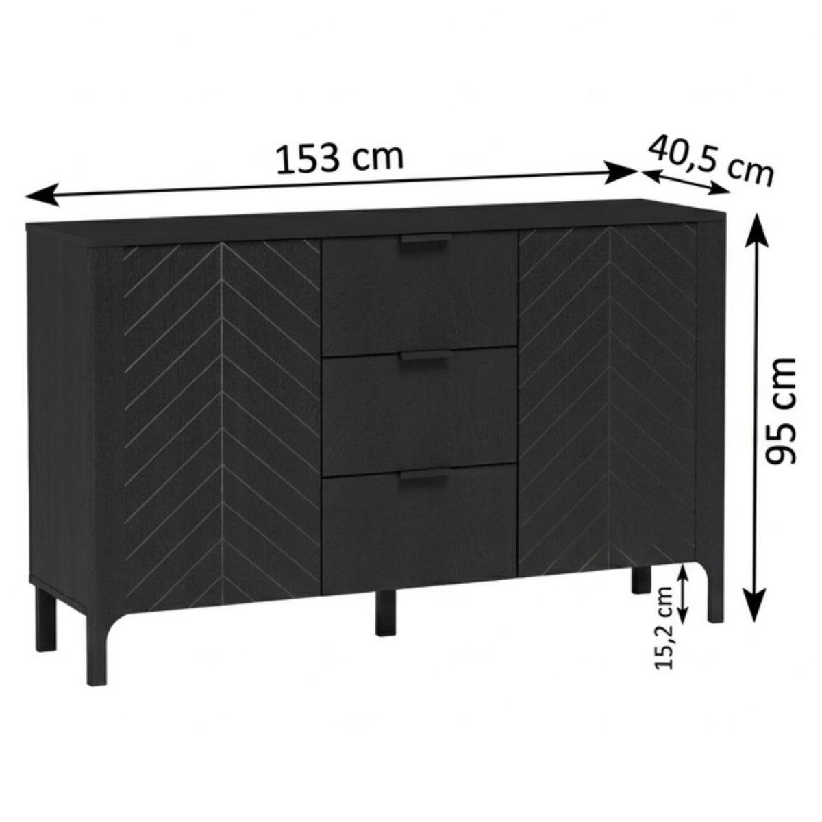 KOMMODE Malumi MM-1 153 x 95 x 40,5 cm Schwarz Paintflow - Schwarz, Holzwerkstoff/Metall (153/95/40.5cm) - Koseto