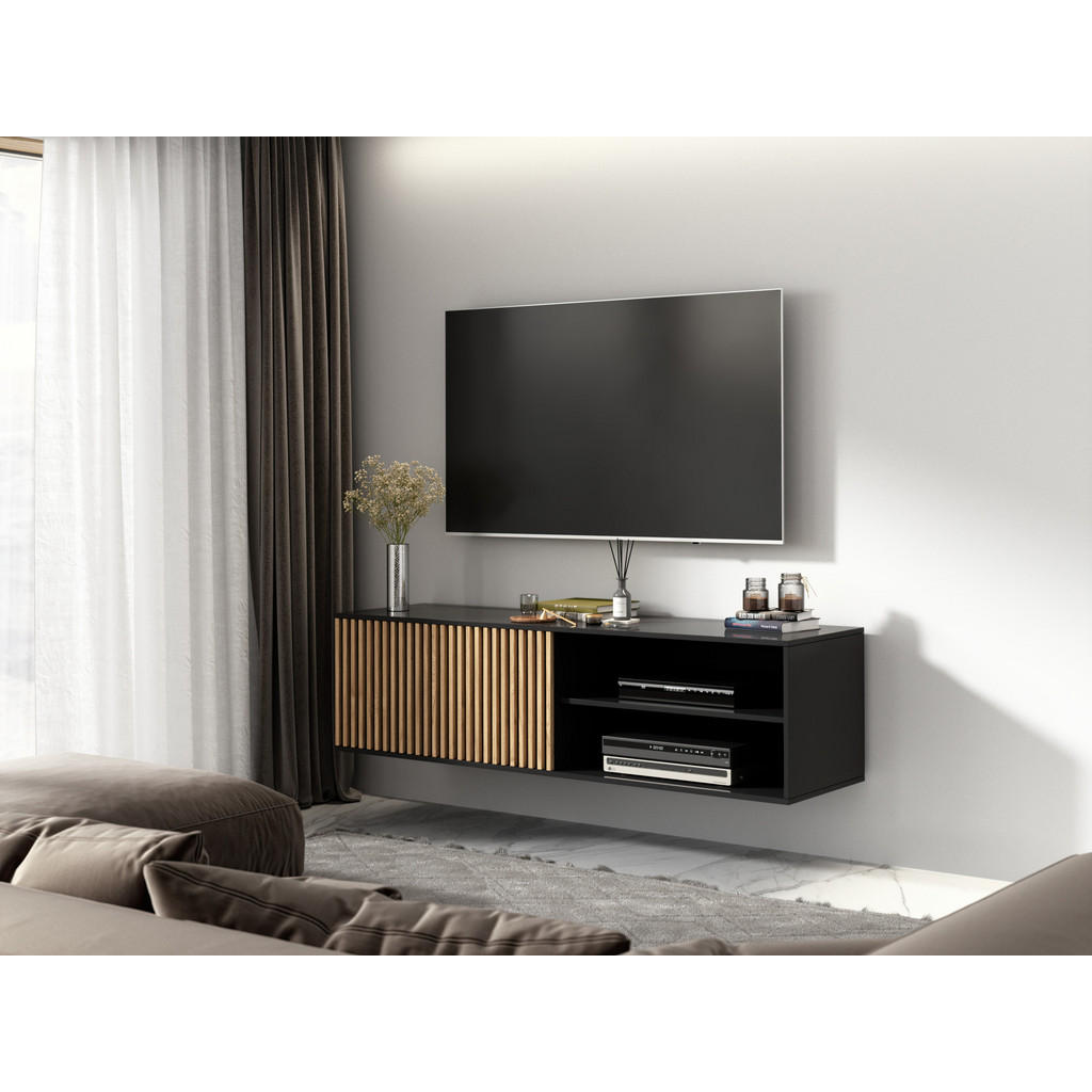 Thumbnail - Möblo Tv-Element, Schwarz, Holzwerkstoff, 150x40x40 cm, Wohnzimmer, Wohnwände, Lowboards, Lowboards stehend