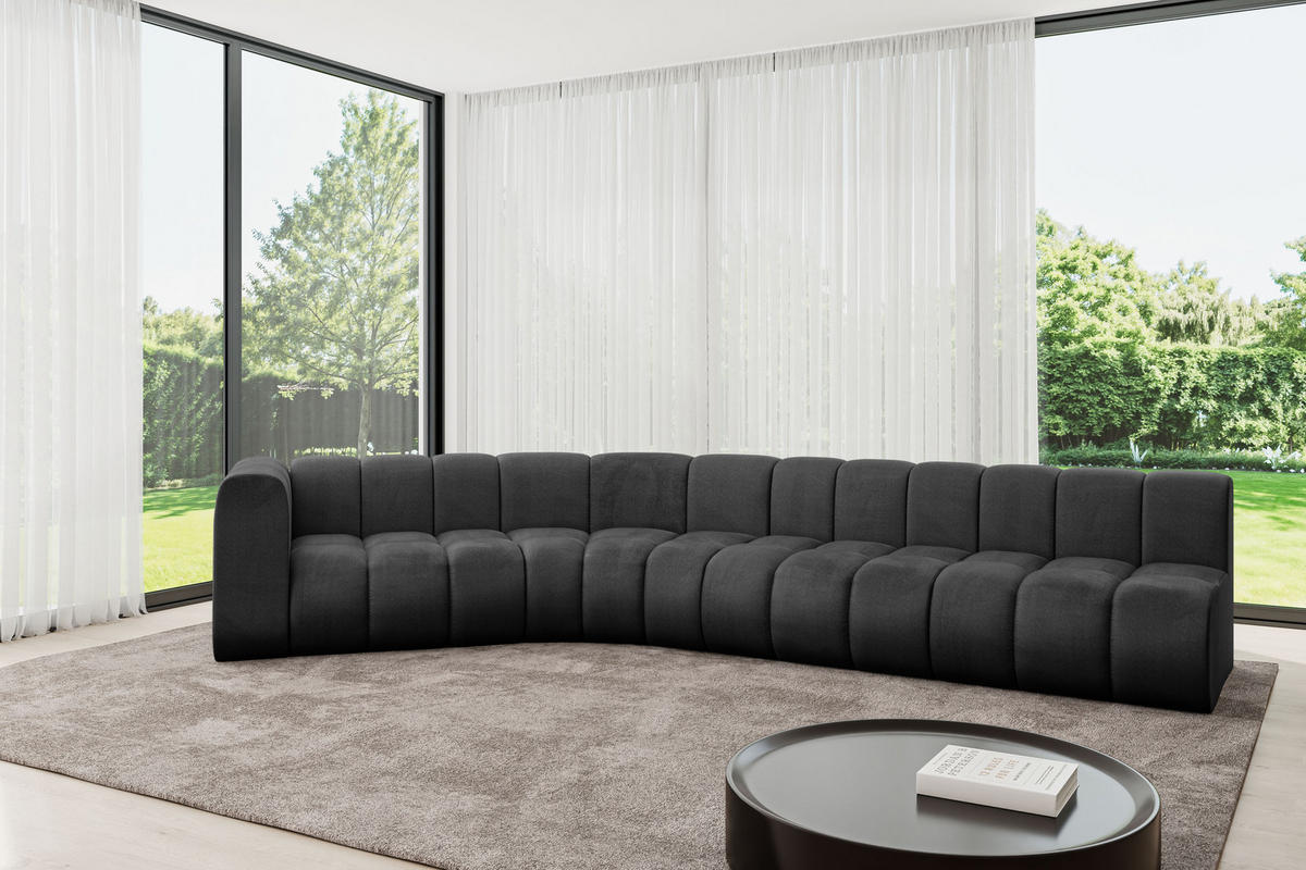 ECKSOFA modulares Sofa Karex-L2 - 399x194x70 cm Schwarz - Schwarz, Holzwerkstoff/Textil (399/194cm) - ALTDECOR