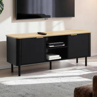 LOWBOARD TV-Schrank Modern, Schwarz & Holz | B120 x T40 x H52 cm - Schwarz, Holzwerkstoff (120/52/40cm) - Hometopia