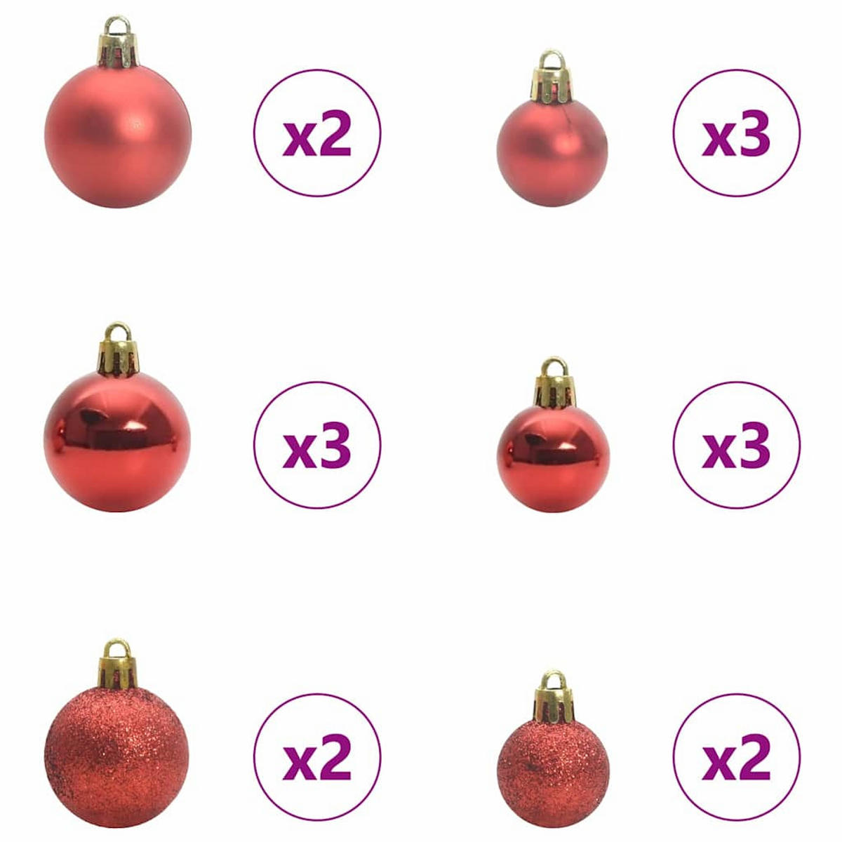 WEIHNACHTSKUGELSET 61 -teilig Mehrfarbig Kunststoff - Eukalyptusholzfarben, Kunststoff (6/27/6cm) - vidaXL