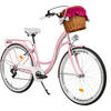 CITY-FAHRRAD Milord mit Weidenkorb, 28 Zoll, Rosa, 7-Gang - Pink, Metall (46cm) - Milordbikes