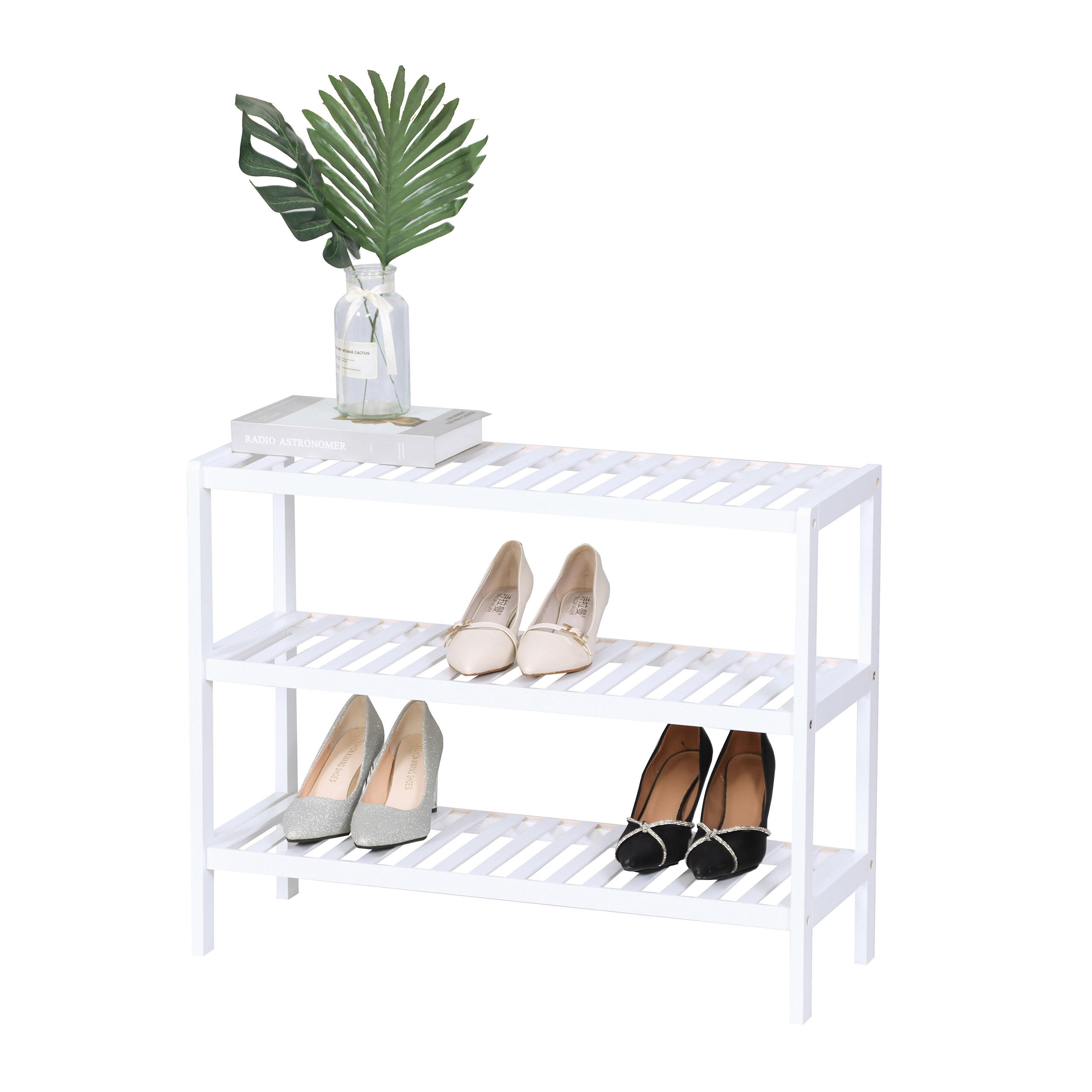 SKOHYLLA Vit bambu 3 nivåer 54.5/70/24.5 cm