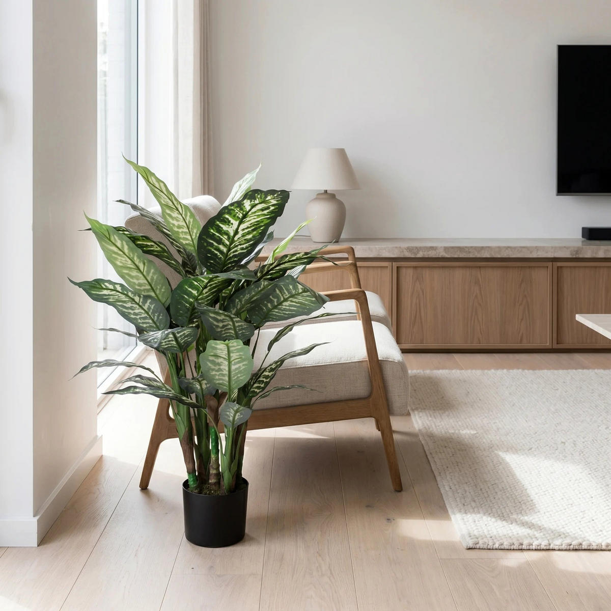 KUNSTPFLANZE Künstliche Dieffenbachia – Calienne 70 cm - Naturfarben, Kunststoff (70cm) - aplanta