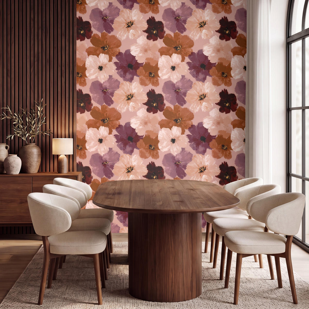 TAPETE - Blumen - Abstrakt - Erdtöne - 180x240 cm - Multicolor, Papier (180/240cm) - OnlyWow