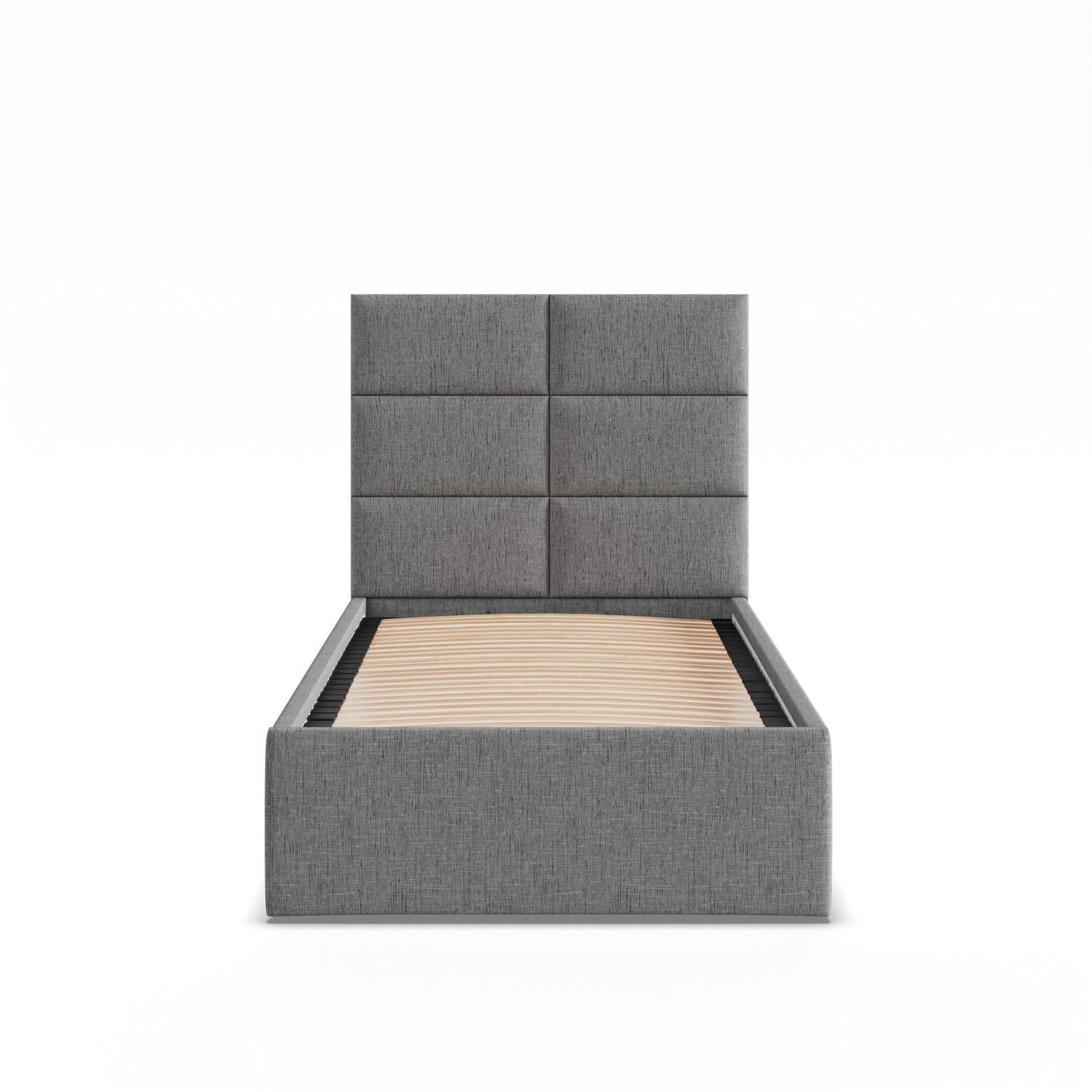 POLSTERBETT MIT KOPFTEIL 90x200 ohne Bettkasten YORK, Grau - Dunkelgrau, Textil (90/200cm) - Mebligo